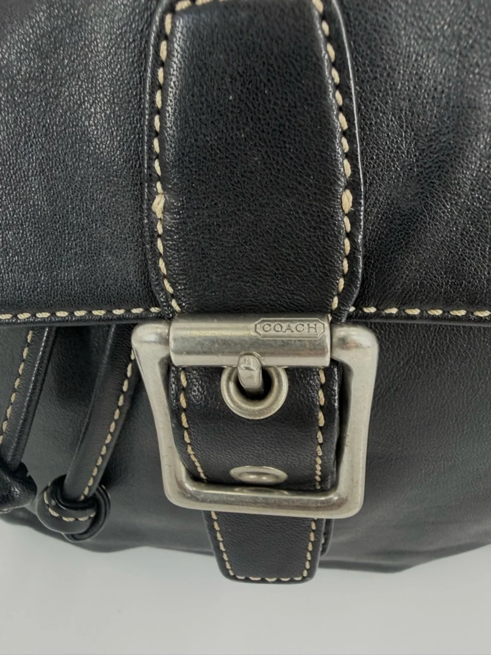 Coach Legacy Vintage Leather Small Drawstring Backpack Purse, Black, Style #9569